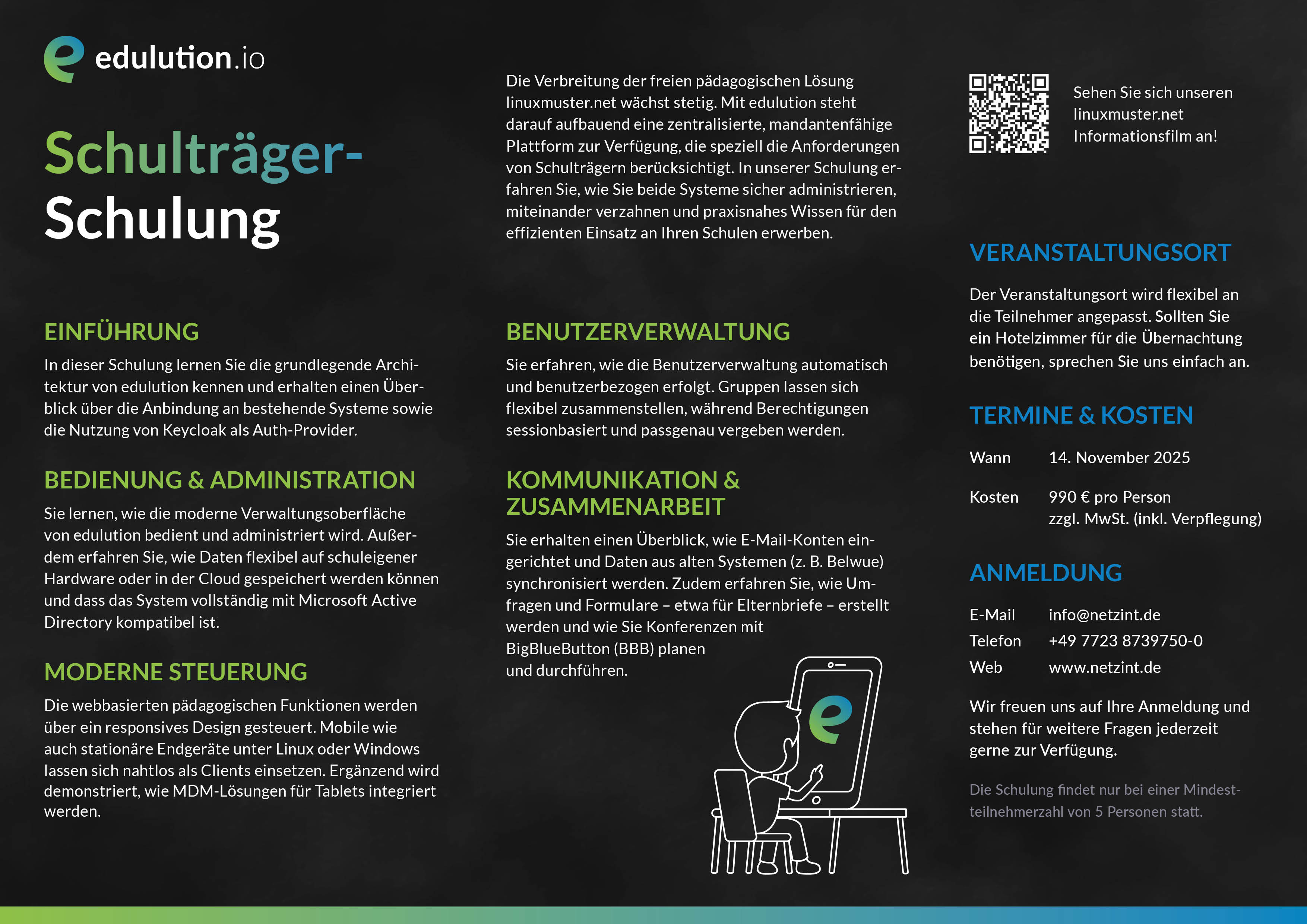 Infoflyer edulution.io Schulträger Schulung